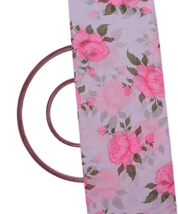 White Colour Floral Print Digital Print Chiffon Fabric